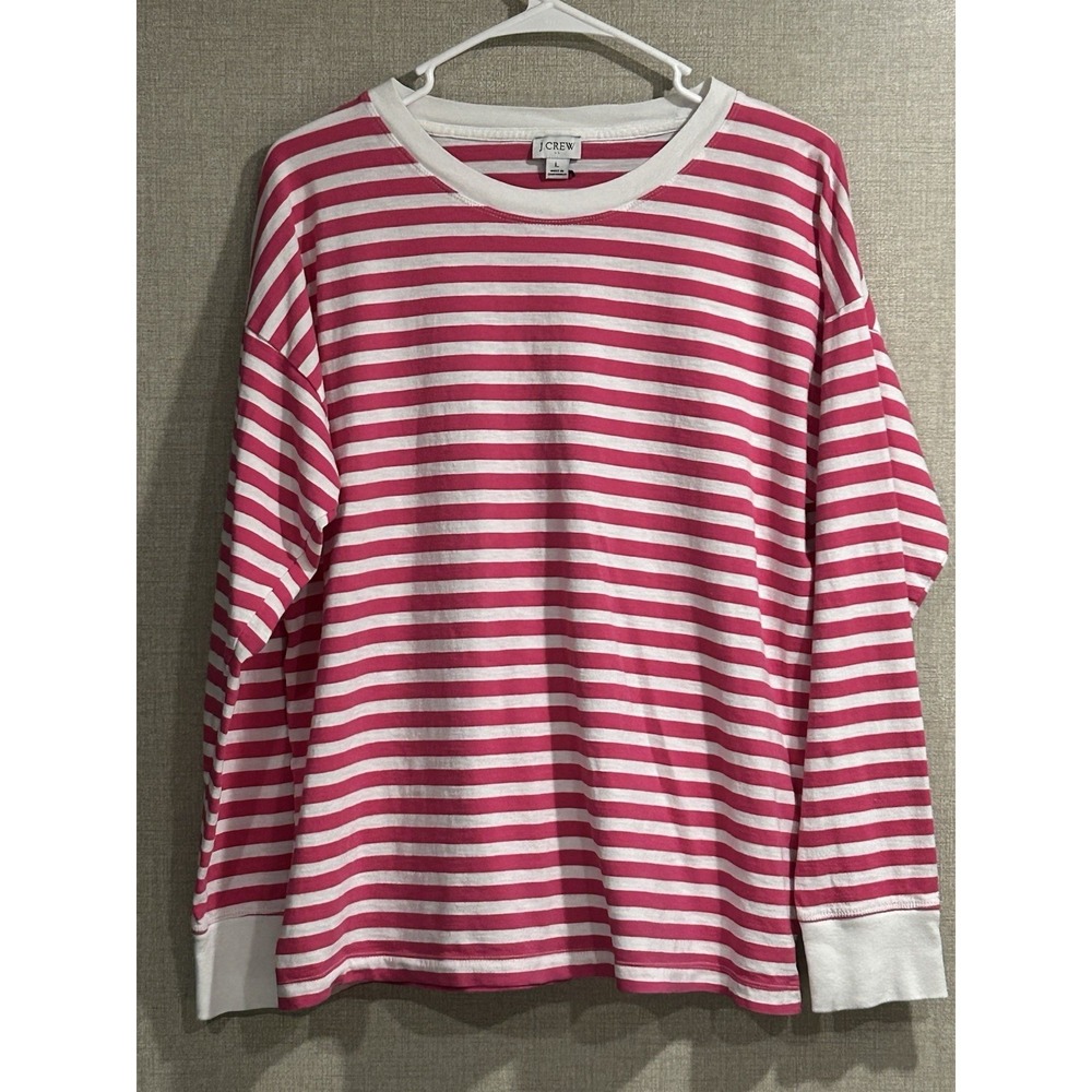 J.Crew Candy Striped, L 100% Cotton , Crewneck.